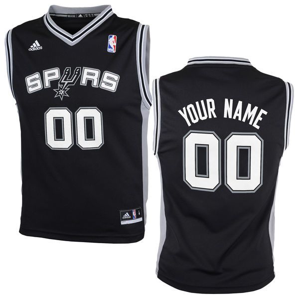Adidas San Antonio Spurs Youth Custom Replica Road Black NBA Jersey